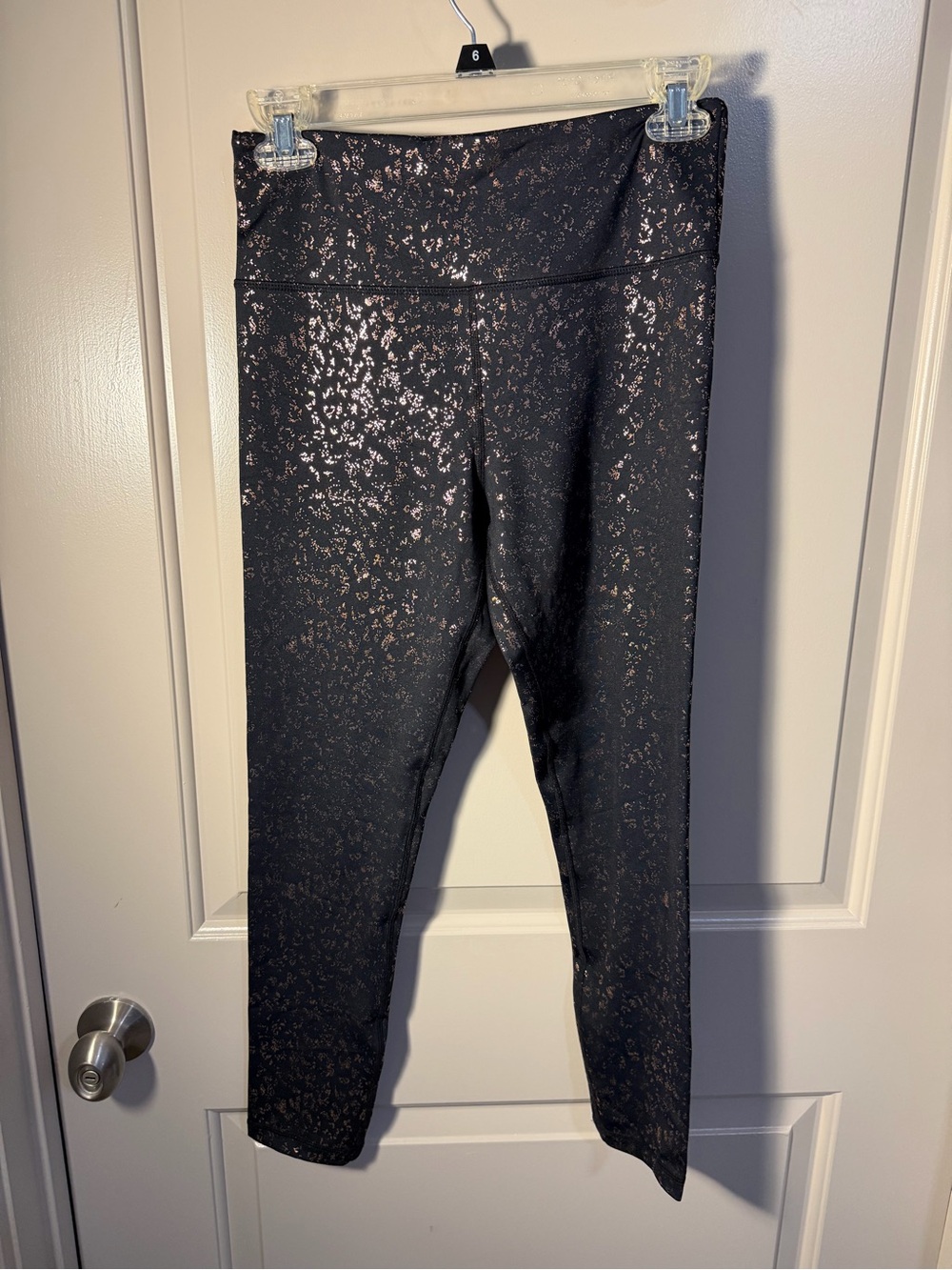 Black Rose Gold Print High-Waist Leggings